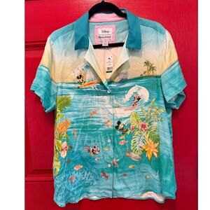 Womens Size L (Large) Tommy Bahama Disney Under The Sea Silk Camp Shirt Hawaiian